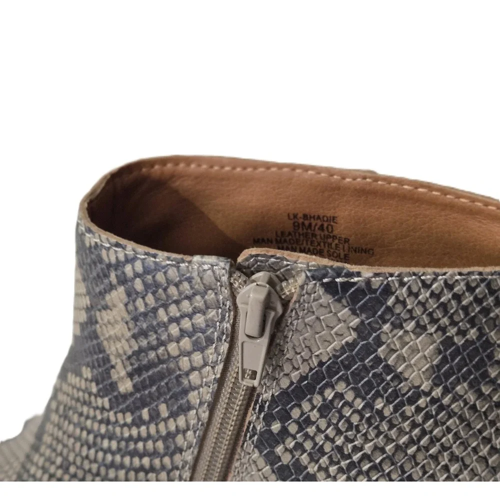 Lucky Brand Basel Booties Womens 9 Snakeskin Print Leather Ankle Boots LK-BHADIE